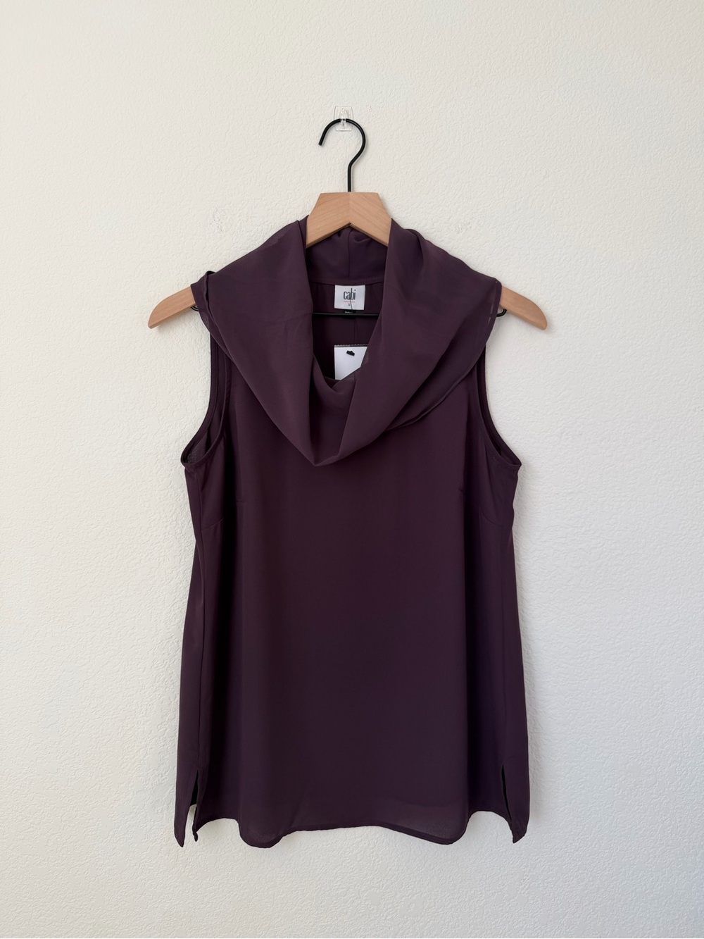 Cabi Surround Drapey Cowl Neck Sleeveless Chiffon Blouse Top 3978 Plum Sz Small — image 2 of 8